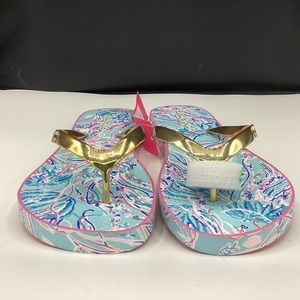 NWT Lilly Pulitzer Blue Pool Flip Flops